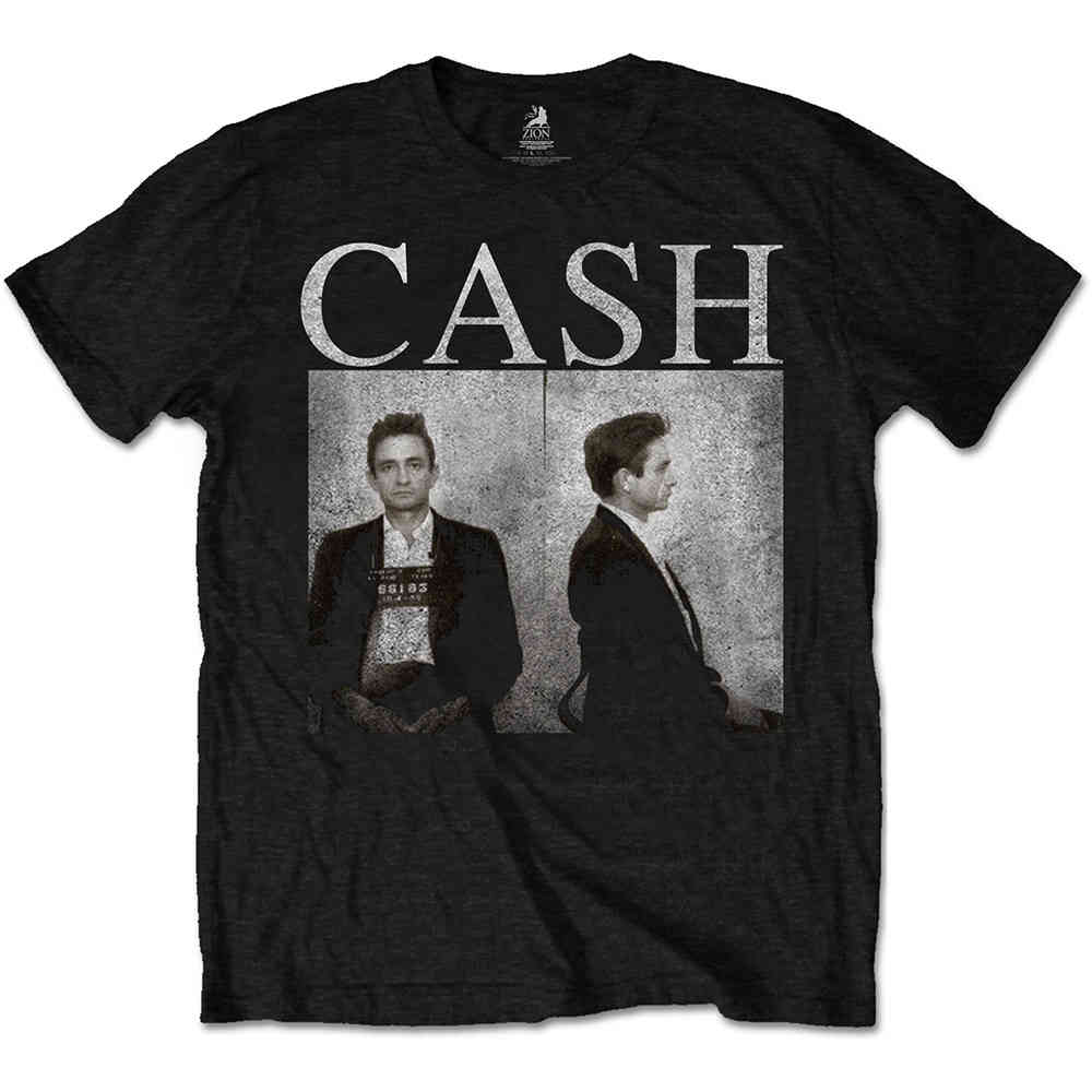 Johnny Cash - Mug Shot Mens Tshirt - Black